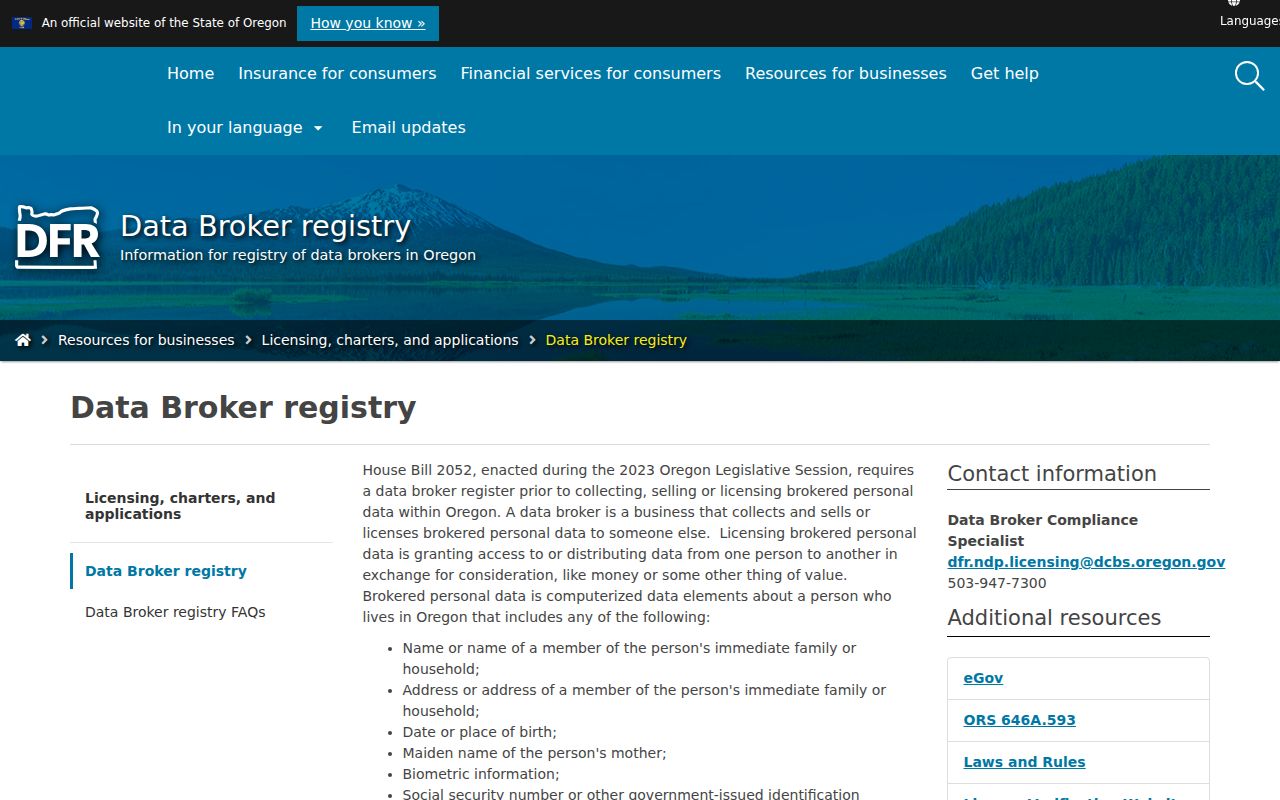 Milwaukie residents directory Oregon data broker registry