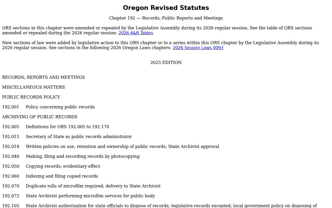 Milwaukie residents directory Oregon Public Records Law source