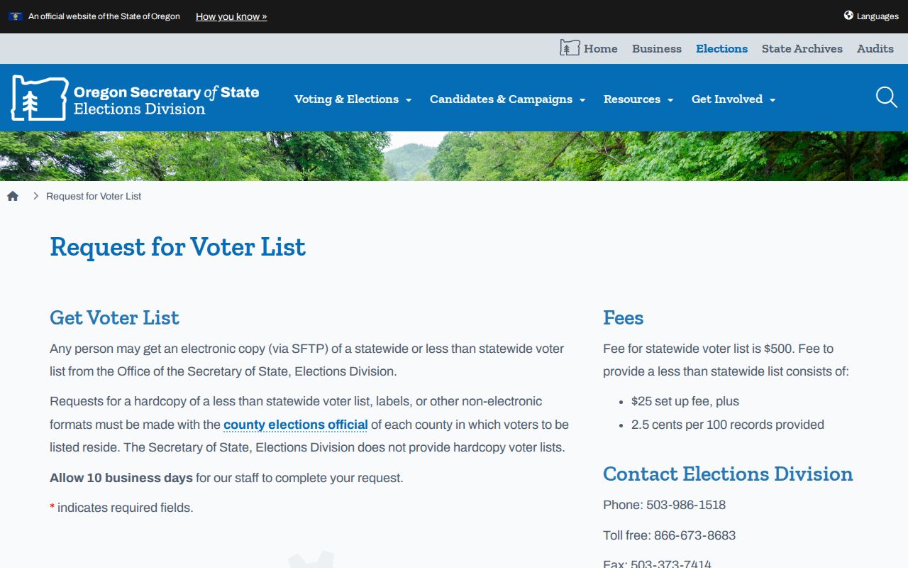 Milwaukie neighbors Oregon voter-list request options