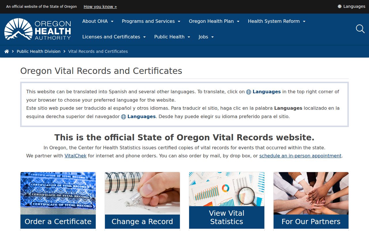 Milwaukie previous residents Oregon Vital Records order channels