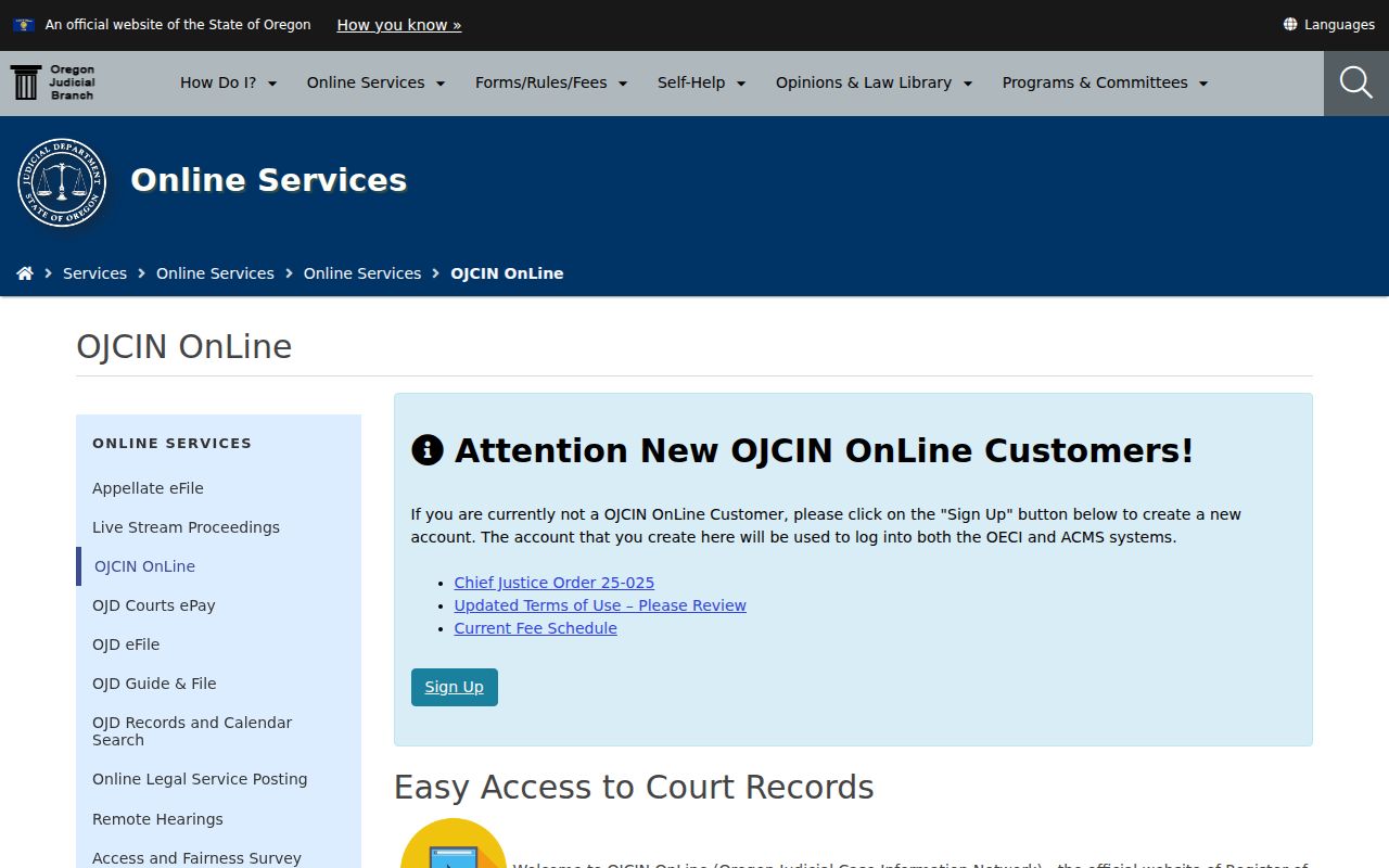 Milwaukie resident lookup OJCIN court portal access information