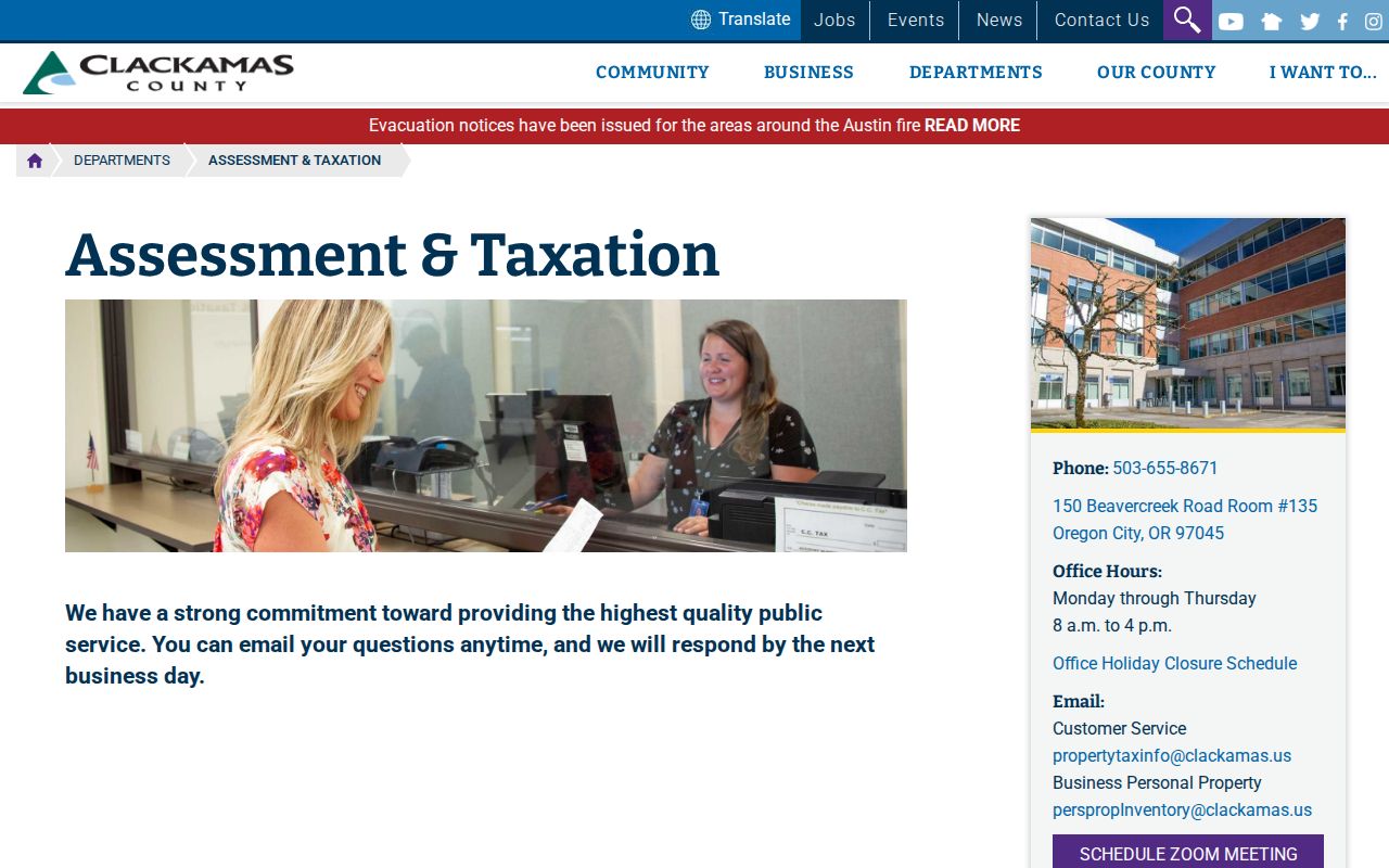 Milwaukie street directory Clackamas Assessment and Taxation portal