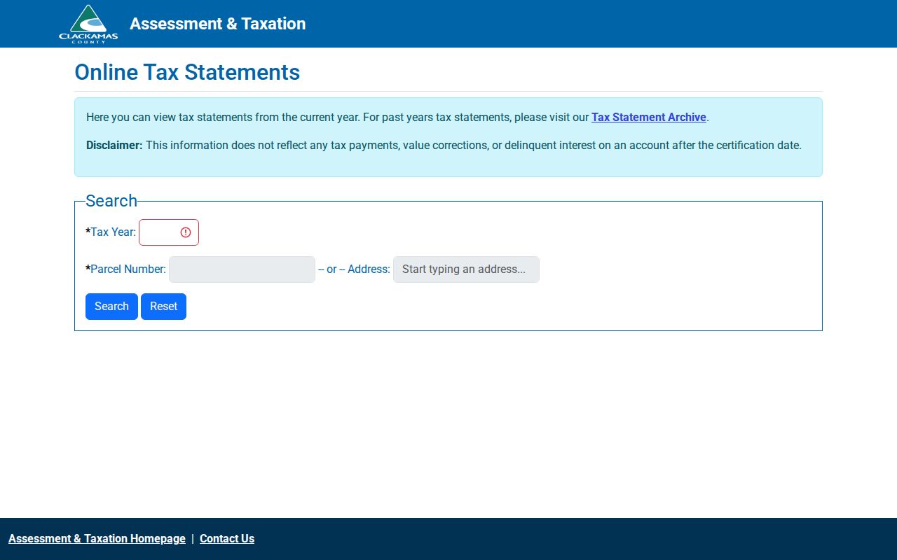 Milwaukie street directory Clackamas tax statement address search